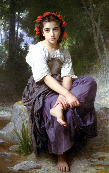 William-Adolphe Bouguereau At the Edge of the Brook china oil painting image